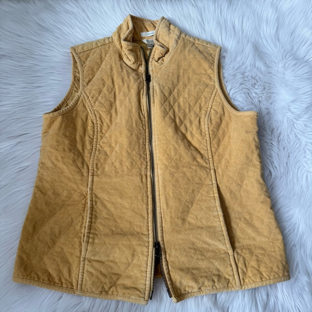 Christopher & Banks yellow/gold Quilted Vest with Stand-Up Collar
